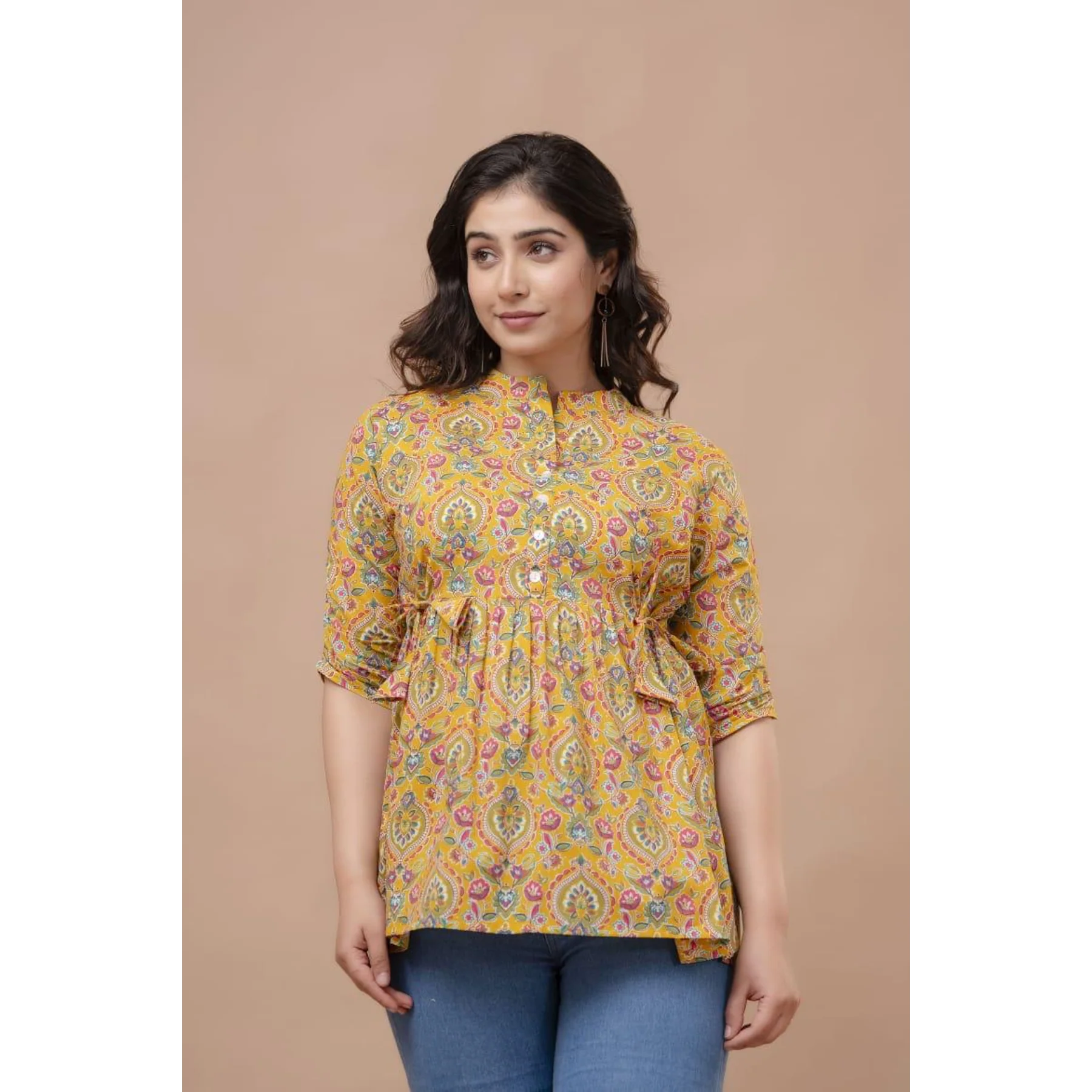 New Launch🌸 Cotton Printed Tops (Yellow)