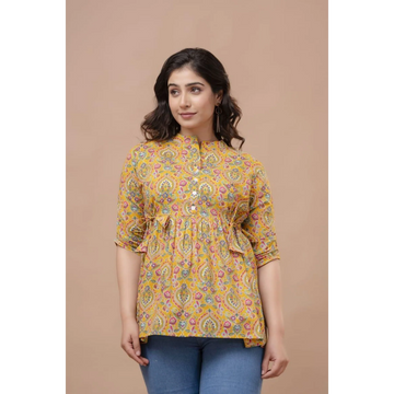 New Launch🌸 Cotton Printed Tops (Yellow)