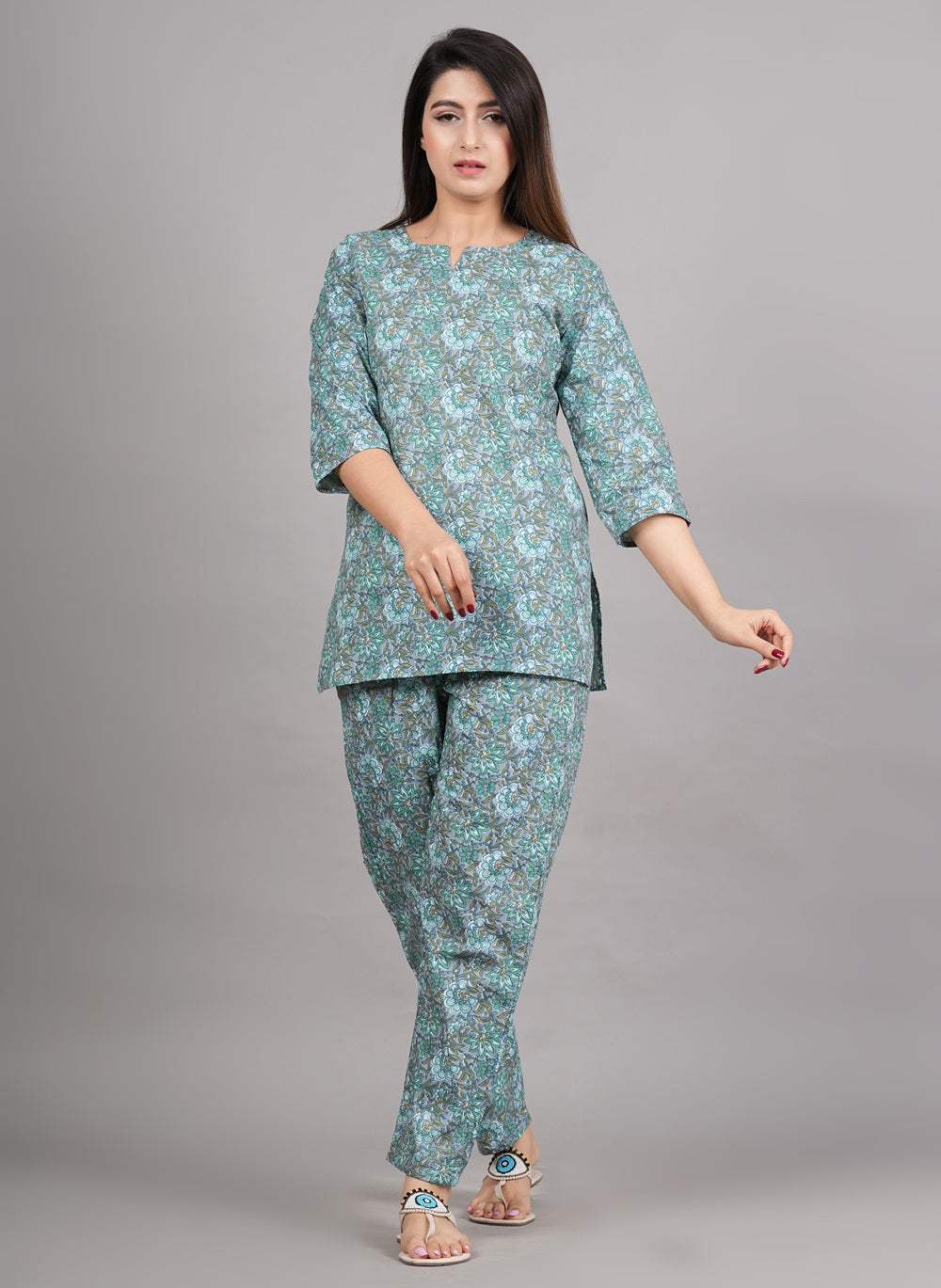 Women's Cotton Flower Printed Night Suit Set