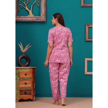 Cotton Night Suit Set of Kurta & Pajama (Pink)