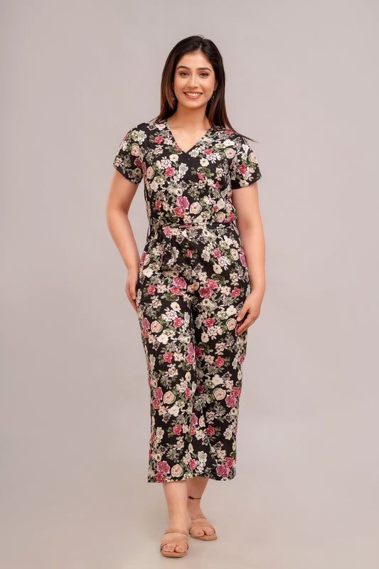 Floral Printed Jumpsuit for Women's and Girls Rayon