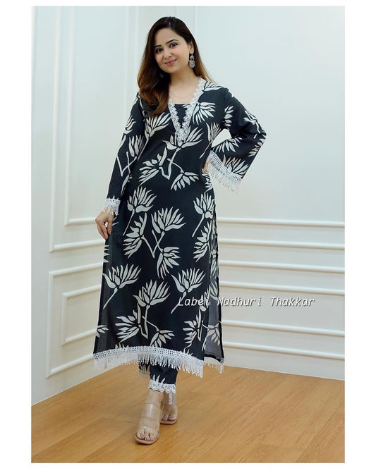 👗 Beautiful Rayon Fabric Co-Rd Set 👗(Black)