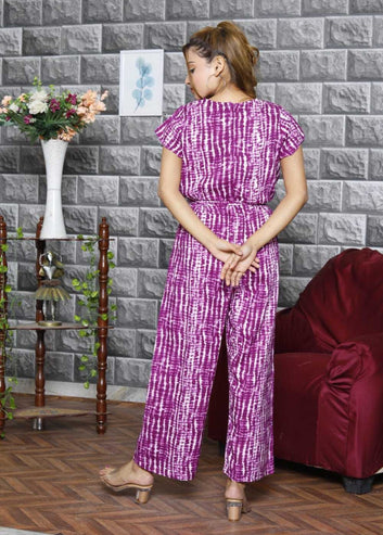 Rayon Printed Jumpsuits for Women (Pink)